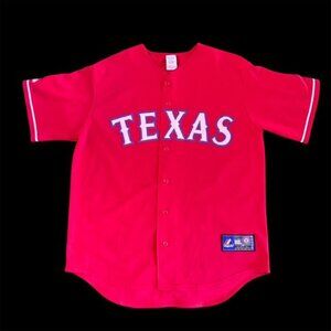 Stitched Prince Fielder Red Texas Rangers MLB Majestic Jersey Size Large